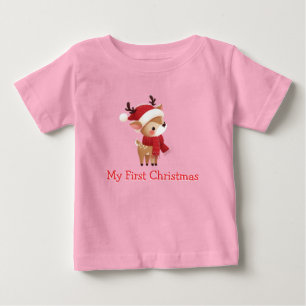Camiseta Para Bebê Meu Primeiro Natal