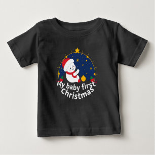 Camiseta Para Bebê Meu Primeiro Natal