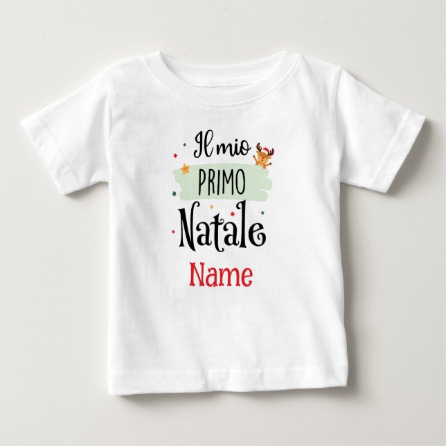 Camiseta Para Bebê Meu Primeiro Natal - Il Mio Primo Natale (Frente)