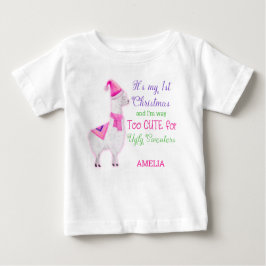 Camiseta Para Bebê Meu Primeiro Natal Muito Bonito para Garota Feia