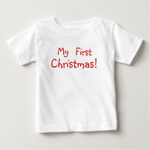 Camiseta Para Bebê Meu primeiro Natal! (parte dianteira e parte