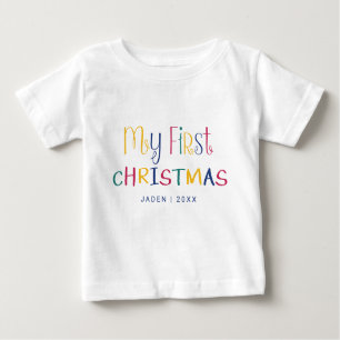 Camiseta Para Bebê Meu Primeiro Natal Personalizado Feriado de Bebê C