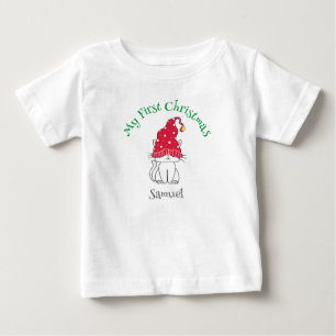 Camiseta Para Bebê Meu Primeiro Natal - personalizar texto e imagem