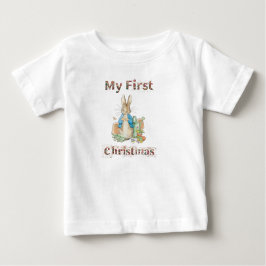 Camiseta Para Bebê Meu Primeiro Natal Peter o coelho