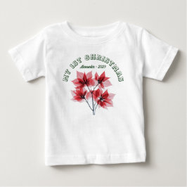 Camiseta Para Bebê Meu Primeiro Natal Poinsettia - Nome do Bebê