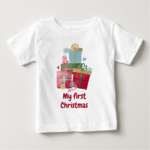 Camiseta Para Bebê Meu primeiro natal, presentes de natal