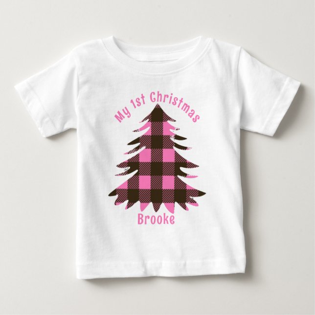 Camiseta Para Bebê Meu primeiro nome de bebê de Natal (Frente)