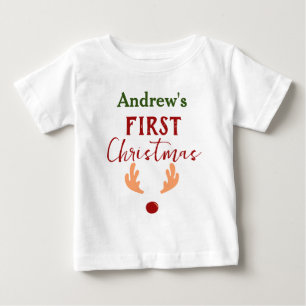 Camiseta Para Bebê Meu Primeiro Nome Personalizado De Bebê De Natal