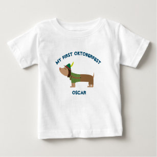 Camiseta Para Bebê "Meu Primeiro Oktoberfest" Cão Cachorro "Lederhose