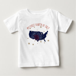 Camiseta Para Bebê Meu Primeiro Quarto De Julho