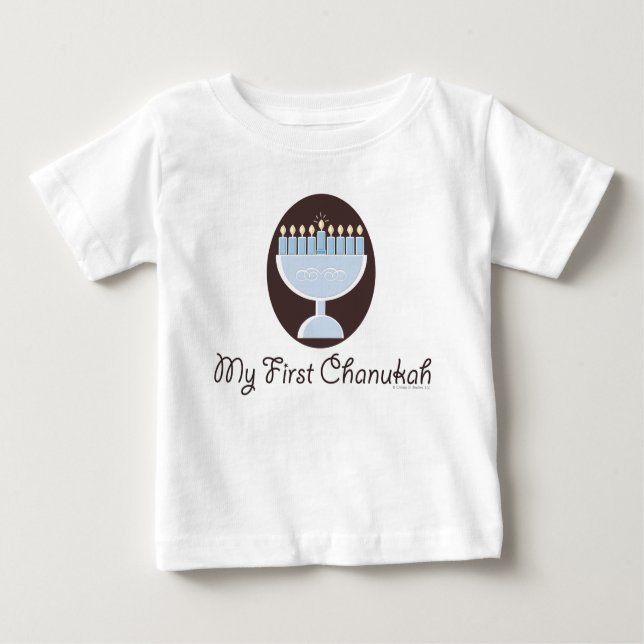 Camiseta Para Bebê Meu primeiro T longo infantil da Capa de Chanukah (Frente)