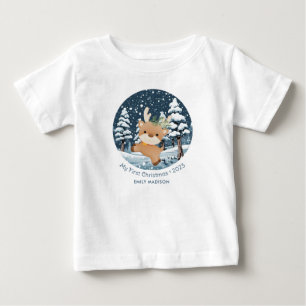 Camiseta Para Bebê Meu primeiro veado de Natal em neve