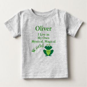 Camiseta Para Bebê Meu Próprio Mundo Mágico Místico Divertido Sapo