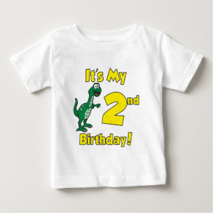 Camiseta Para Bebê Meu Segundo Dinossauro de Aniversário