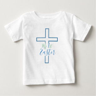 Camiseta Para Bebê Meu t-shirt transversal azul da primeira páscoa