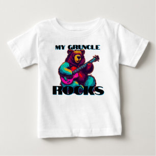 Camiseta Para Bebê Meu tio Rocks! Urso Colorido