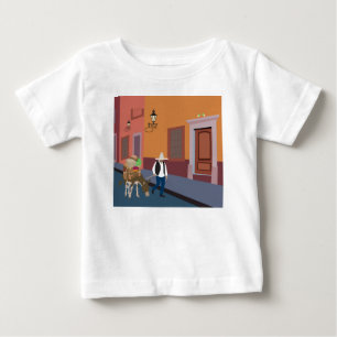 Camiseta Para Bebê Mexicano e Donkey na cidade