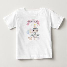 Camiseta Para Bebê Mi primer año - Charabón en acuarela con gorrito