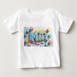 Camiseta Para Bebê Mia gravada na fonte do grafite