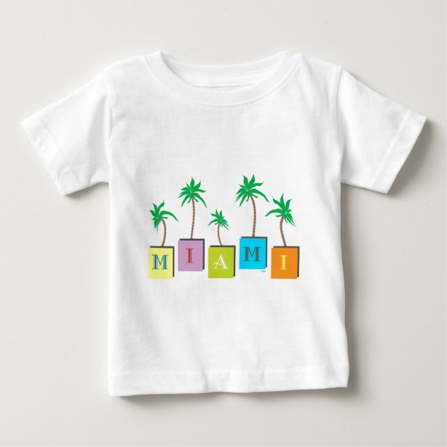 Camiseta Para Bebê Miami Beach Palms (Frente)