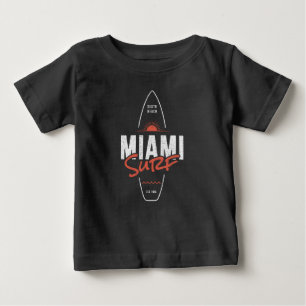 Camiseta Para Bebê Miami Surf – Design de Surfboard Sunset Vintage da