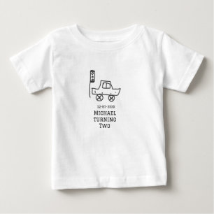 Camiseta Para Bebê Michael completando dois anos de idade carro de br