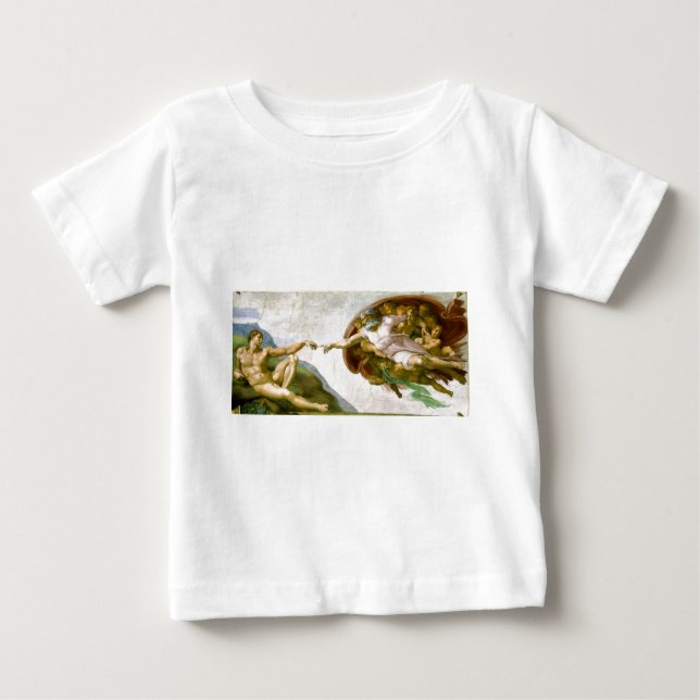 Camiseta Para Bebê Michelangelo - Criação da Pintura de Adam (Frente)