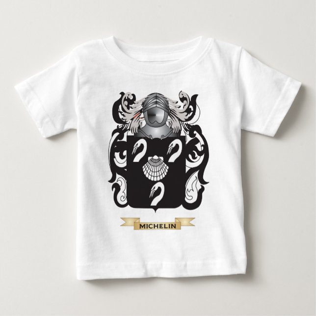 Camiseta Para Bebê Michelin Casaco de Armas (Crest Familiar) (Frente)