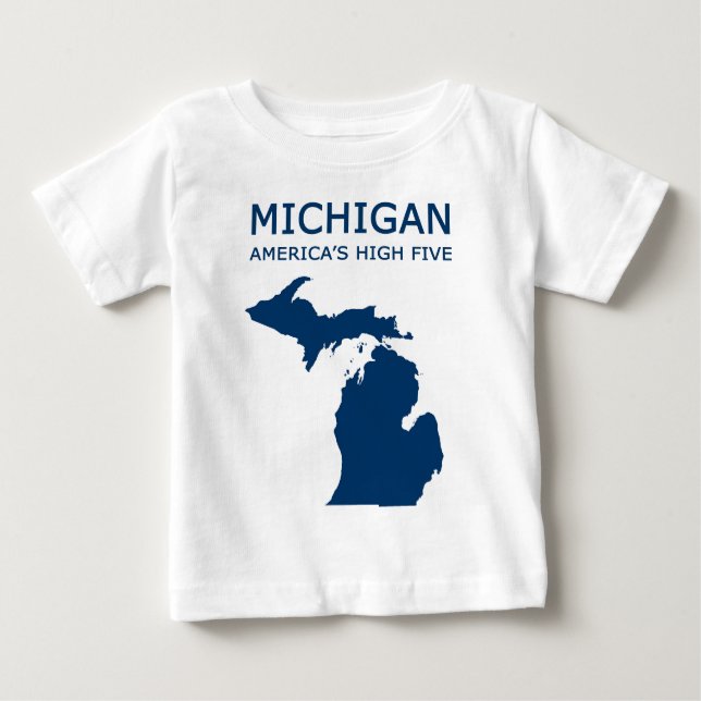 Camiseta Para Bebê Michigan. Os cinco altos de América (Frente)