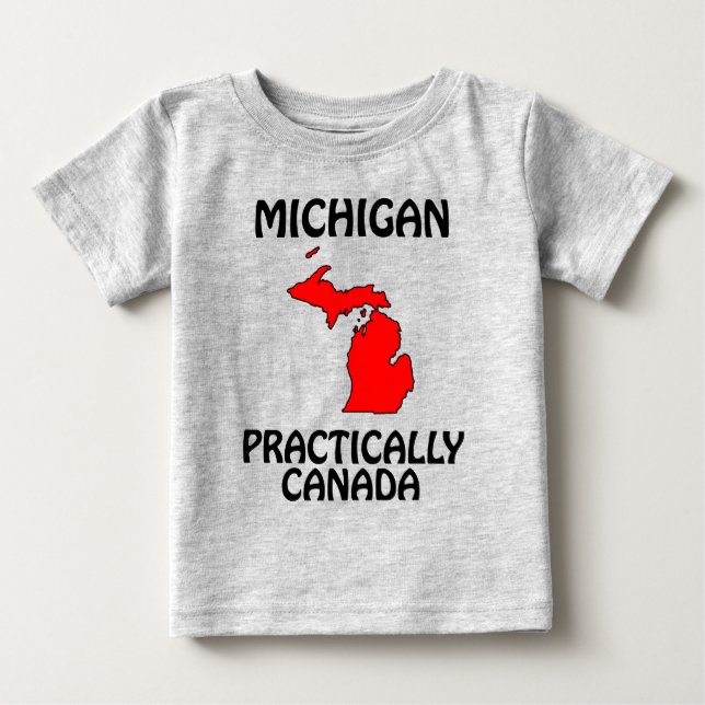 Camiseta Para Bebê Michigan - Praticamente Canadá (Frente)