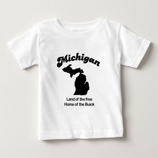Camiseta Para Bebê Michigan - terra da casa livre de Buick (Frente)