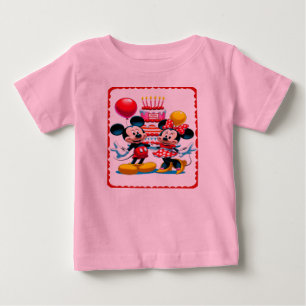 Camiseta Para Bebê Mickey & Minnie Birthday Bash Celebration Tee
