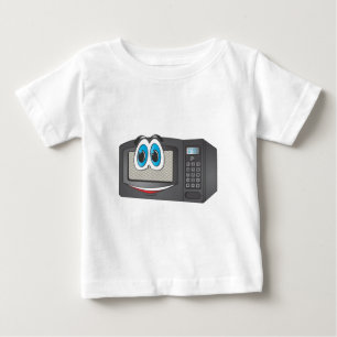 Camiseta Para Bebê Micro-onda de desenho masculino preto