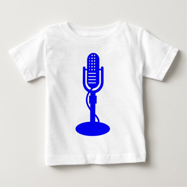 Camiseta Para Bebê Microfone - Azul (Frente)