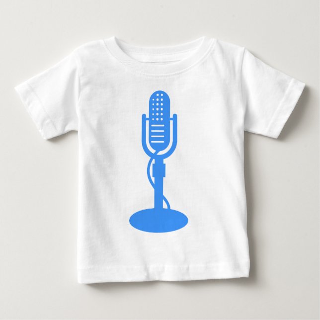 Camiseta Para Bebê Microfone - Azul bebê (Frente)