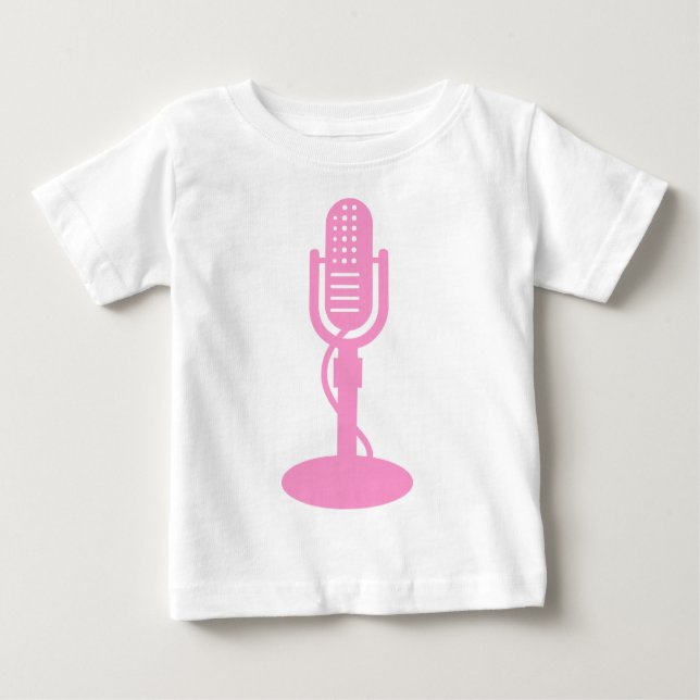 Camiseta Para Bebê Microfone - Rosa (Frente)