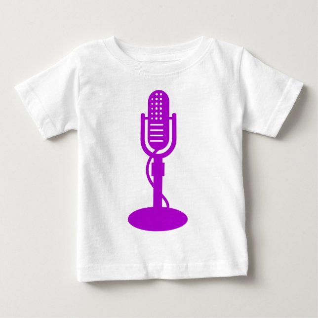 Camiseta Para Bebê Microfone - Roxo (Frente)