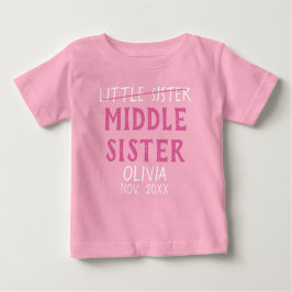 Camiseta Para Bebê Middle Sister reveal custom name