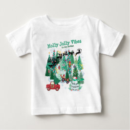 Camiseta Para Bebê Mikitiez clássico christmastree greenforest