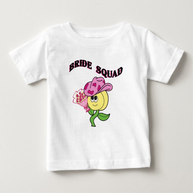 Camiseta Para Bebê Mikitiez cowboy bridesquad june noiva (Frente)