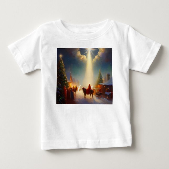 Camiseta Para Bebê Milagre de Natal 4 (Frente)