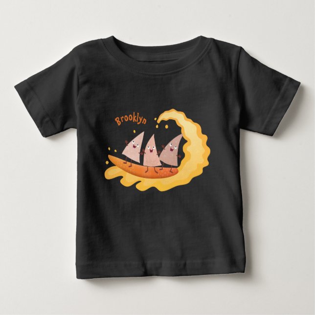 Camiseta Para Bebê Milhas de nachos, batatas fritas, canecas, surf (Frente)