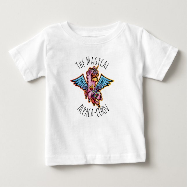 Camiseta Para Bebê Milho Alpaca mágico (Frente)