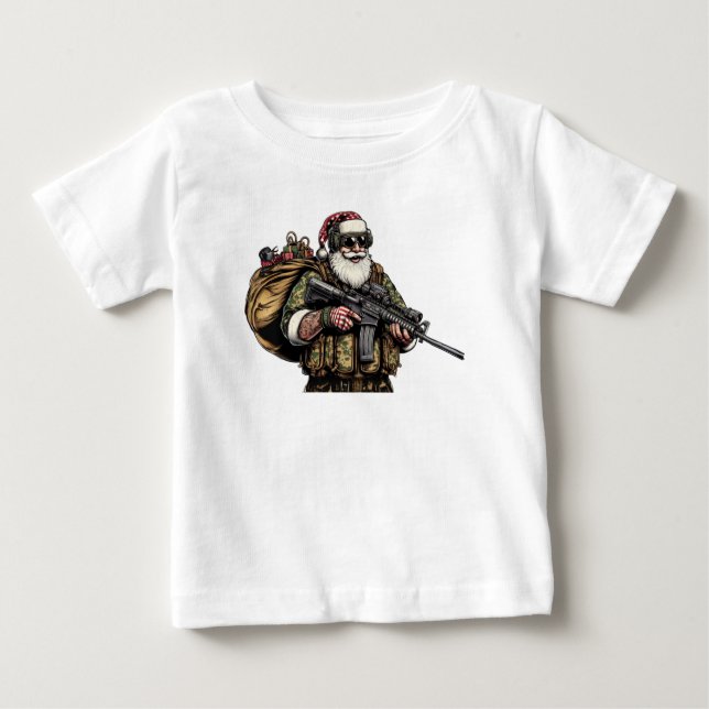 Camiseta Para Bebê Militares Engraçados/Papais noeis de Natal (Frente)