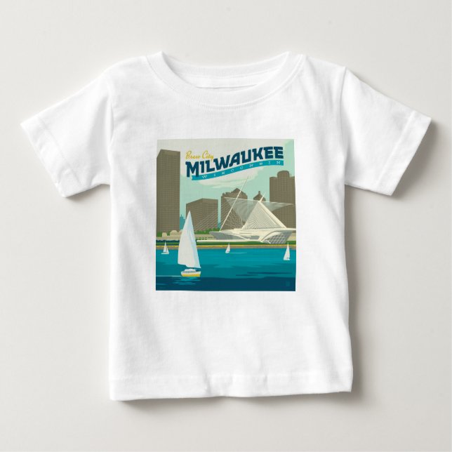Camiseta Para Bebê Milwaukee Wisconsin Harbor | Brew City (Frente)