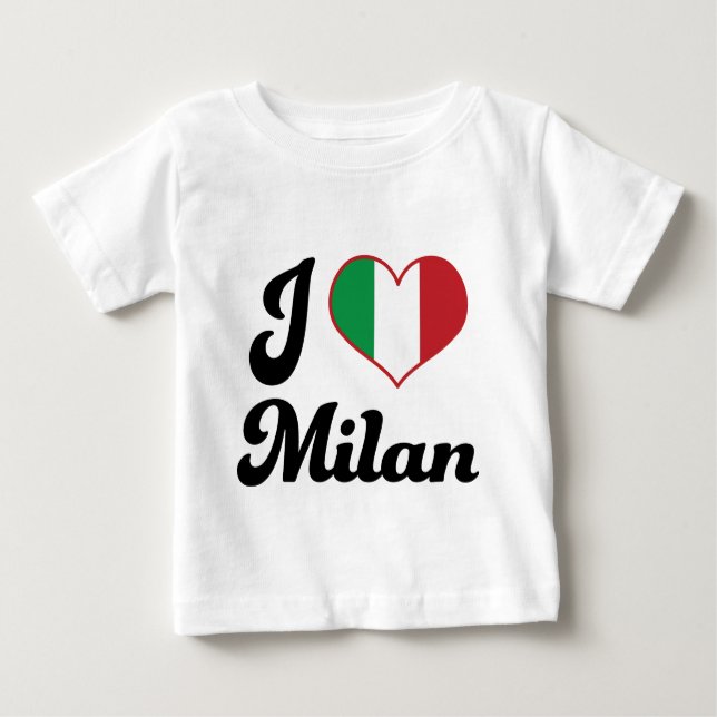 Camiseta Para Bebê Mim coração Milão Italia (amor) (Frente)