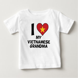 Camiseta Para Bebê Mim coração minha avó vietnamiana