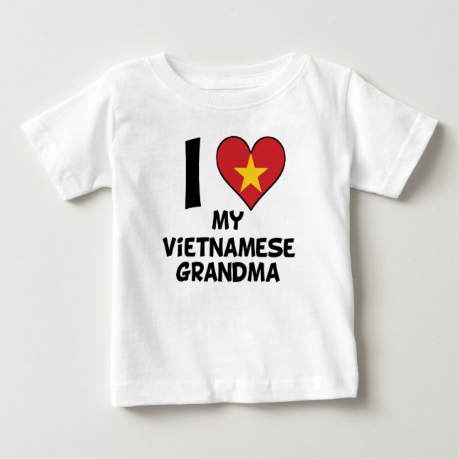 Camiseta Para Bebê Mim coração minha avó vietnamiana (Frente)