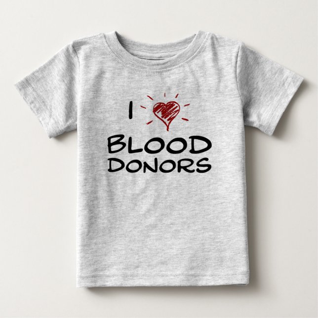 Camiseta Para Bebê Mim doadores de sangue do coração (Frente)