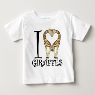 Camiseta Para Bebê Mim girafas do coração